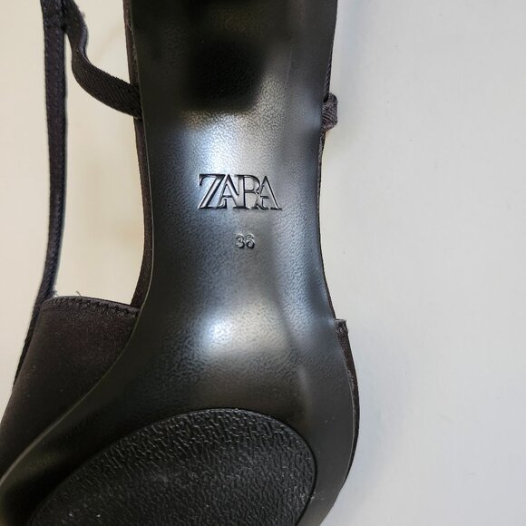 ZARA Bow Block Heel Slingbacks | Black - Picture 9 of 9